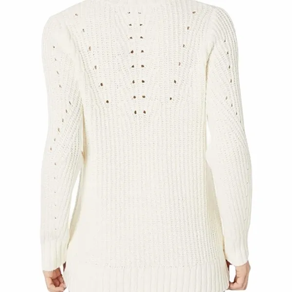 Kensie Pointelle Turtleneck‎ Pullover Sweater in Vanilla Size small - Image 5