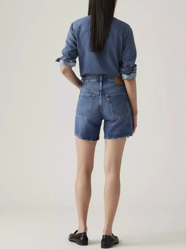 Levi's 25 Premium 501 Mid Thigh Women's Shorts Blue Beauty - Medium Wash - Image 2