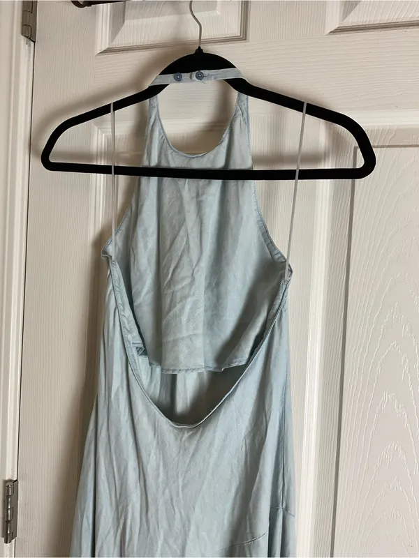 NWT Zara Light Blue Halter Open Back woman’s midi Dress Small - Image 6