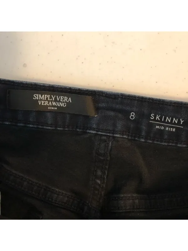 Simply Vera Wang Womens Skinny Jeans Mid Rise Stretch Pockets Dark Wash Denim 8 - Image 9