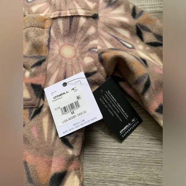 O’Neill Super Fleece Flannel Pattern Floral Multi Color Pink Purple Soft Size M - Image 5