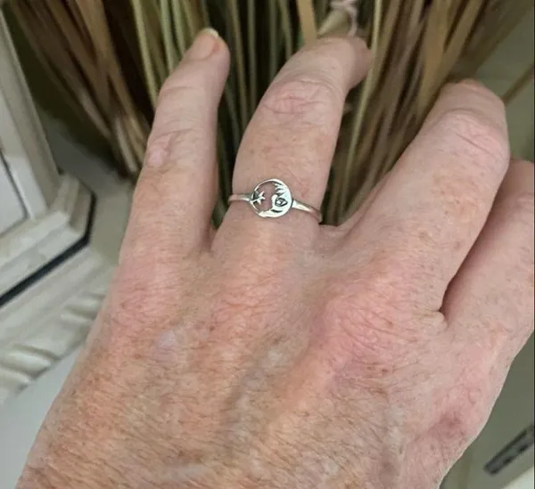 Moon and Star Solid Sterling Silver Ring Size 7,8,9 - Image 3