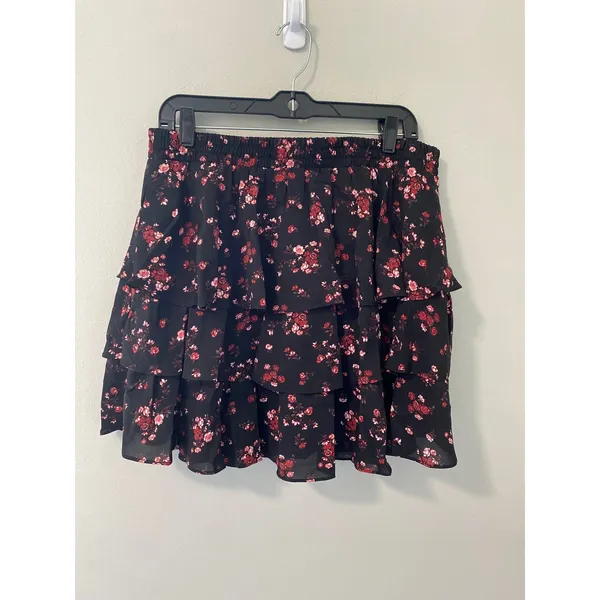 Scarlet Darkness Black Floral Mini Skirt Victorian Renaissance Goth Size Med - Image 3