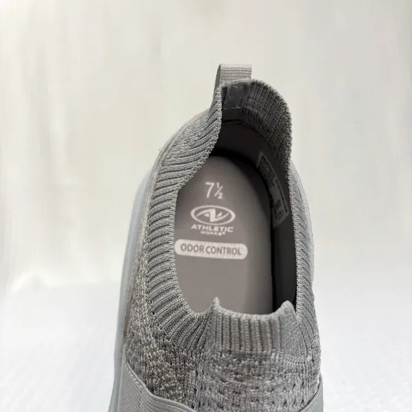 Athletic Works Slip On Sneakers‎ Gray Knit Odor Control Walking Shoes New 7.5 - Image 8