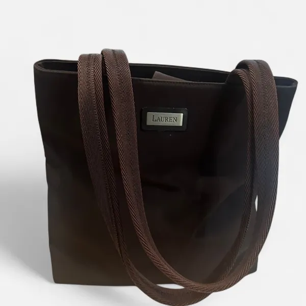 Ralph Lauren Chocolate Brown Nylon Mini Tote Shoulder Bag Classic Preppy Y2K - Image 4