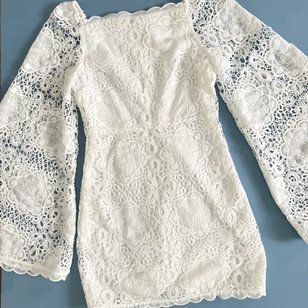 Alice McCALL Berwyn Diamond Veins Anthropologie BHLDN Porcelain White Lace Dress - Image 10