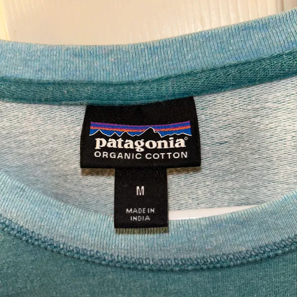 Patagonia Hazy Peaks Midweight Crew Sweatshirt Size Medium Teal Organic Cotton - Image 3