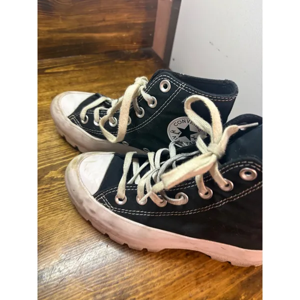 Converse‎ Black Platform Sneakers Size 5 - Image 3