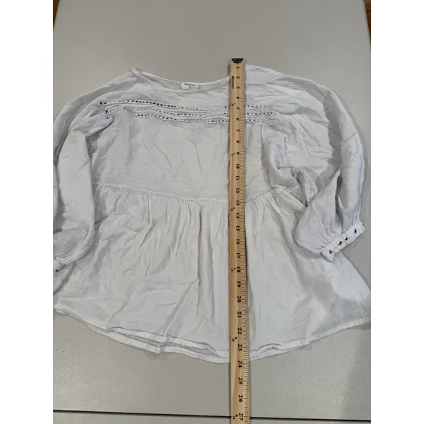 World Market Sheer Top Womens S/M White Boho Cottage 100% Cotton Travel Vacation - Image 5