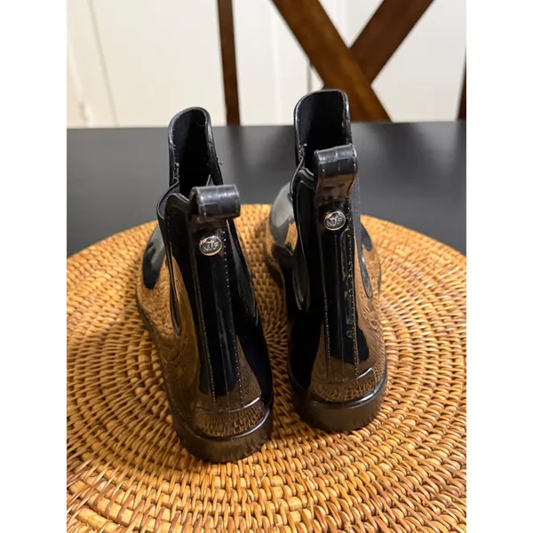 Marc Fisher Womens Black Glossy‎ Chelsea Rain Boots Size 10 Rubber Ankle Booties - Image 3