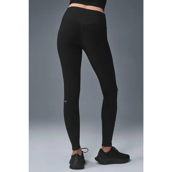 ALO Yoga High-Waist Alosoft Lounge Leggings Black Ribbed Size Small - Image 11