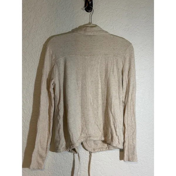 Lucky Brand Moto Jacket Beige S Womens Asymmetrical Zip Sweatshirt Casual - Image 4