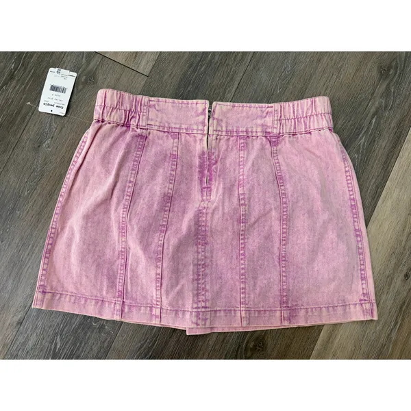 Free People Valley Girl Mini Skirt Pink Acid Wash Cargo NWT Size 8 - Image 2