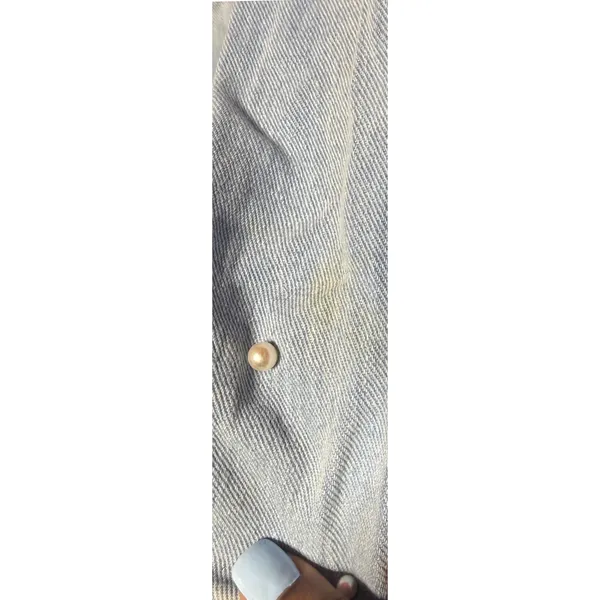 Jessica Simpson Women Large Pearl Embellished Distressed Denim Jacket Light Wash - Image 8