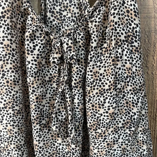 Victoria's Secret Animal Print Satin Babydoll Chemise Small Ruffle Tie Straps - Image 4