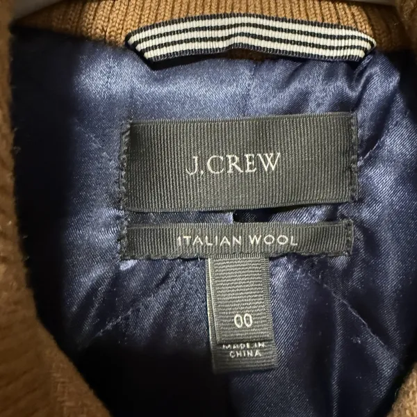 J. Crew Lodge Full-ZIp Coat in Camel Italian‎ Stadium-cloth Wool Size 00 - Image 5