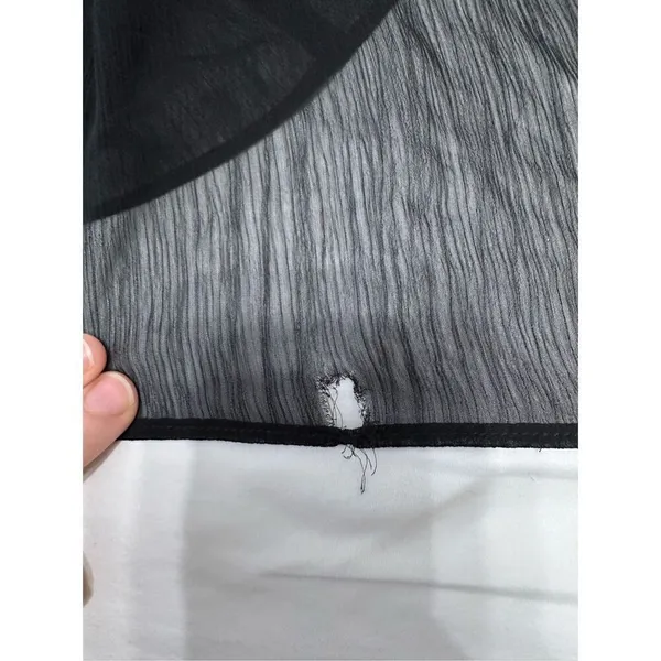Max and Cleo Black Satin Chiffon Gown size 4 Small hole on the bottom of the dre - Image 5