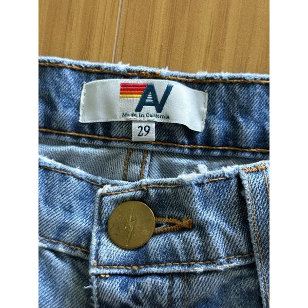 Aviator Nation Gypsy Jeans Size 29 In Vintage Blue High Rise Wide Leg Distressed - Image 6