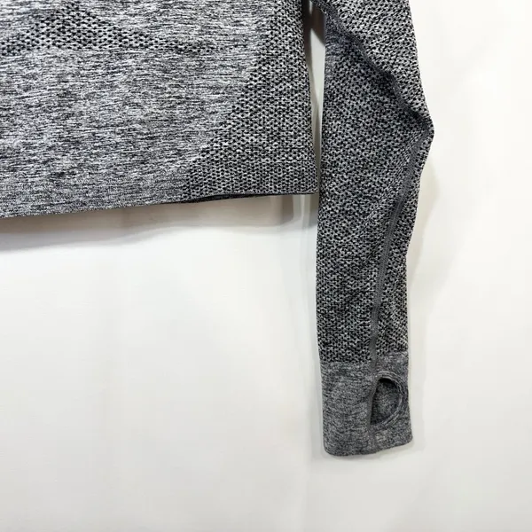 Seamless Workout‎ Set Gray Activewear Long Sleeve Crop Top Leggings TikTok 779 - Image 10