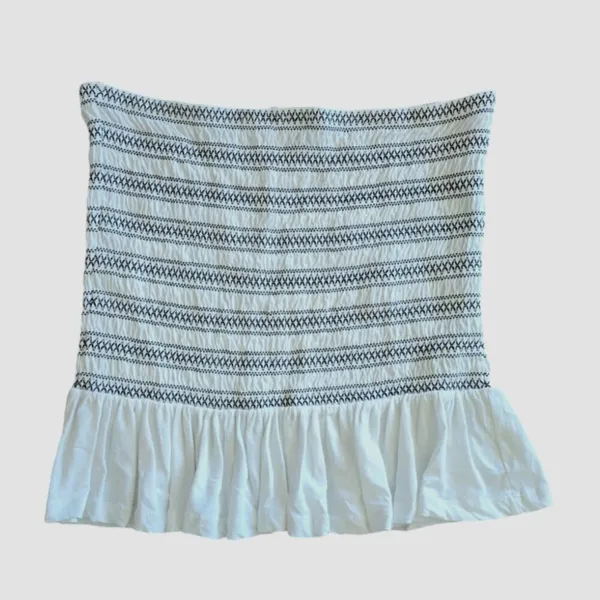 Maeve Smocked Split Tube Top White and Black Cropped Size XLarge Euro Summer - Image 5
