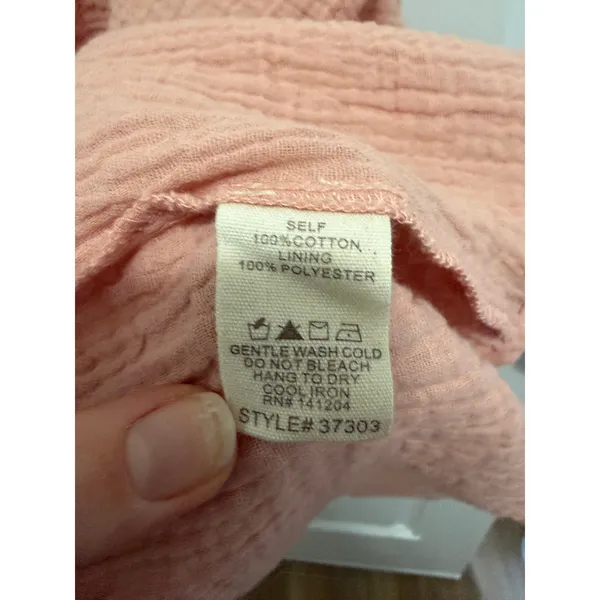 100% Cotton Gauzy Coastal Boho Pink Hem & Thread Midi Dress Size Small - Image 3