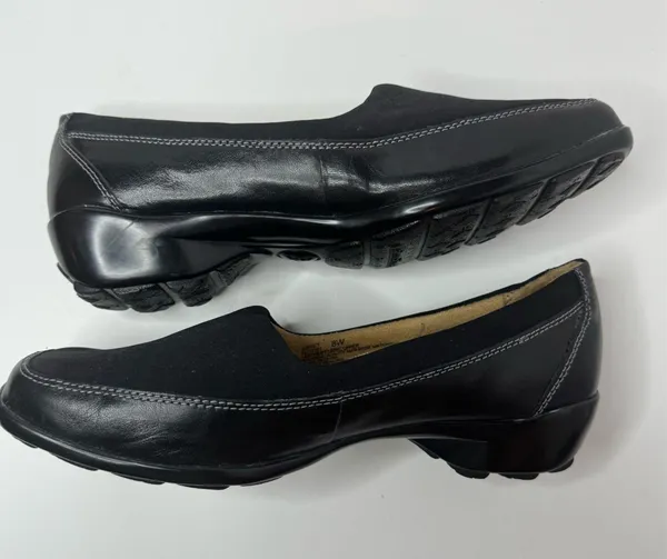 Naturalizer N5 Comfort Black Leather And Fabric Loafers Size 8W - Image 6