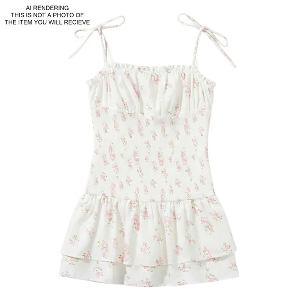 Tunic Top Floral Milkmaid Smocked Tiered Cottage Coquette Romantic White Large - Image 5
