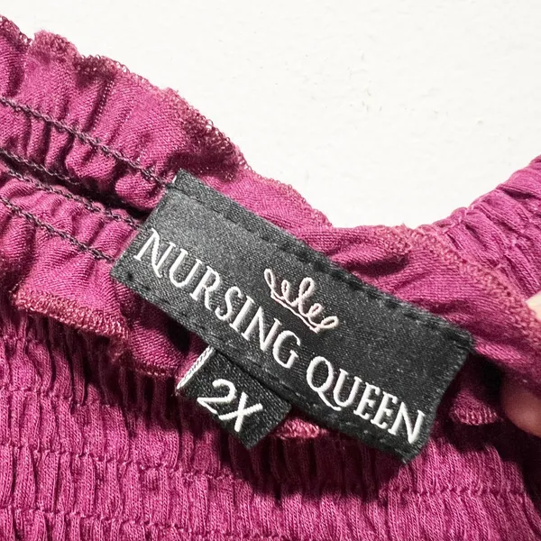 Nursing Queen fuchsia purple smocked nursing maxi dress Size 2X - Image 2