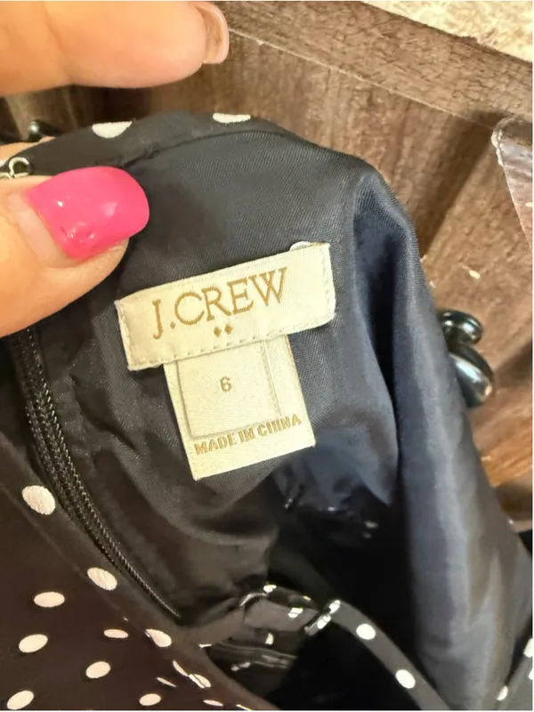 Women's J.Crew Black & White Polka Dot Mini Dress Size 6 - Image 4