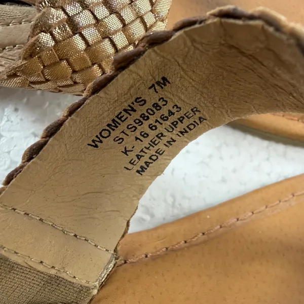 Sperry Gold Braided Thong Sandals Flats Women's 7 Brown Leather STS98083 - Image 9