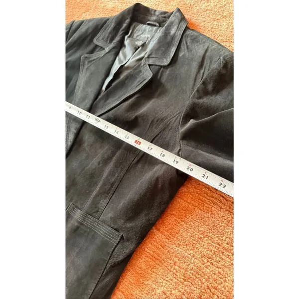 Alfani Black Genuine Suede Leather Blazer Jacket Size L - Image 4