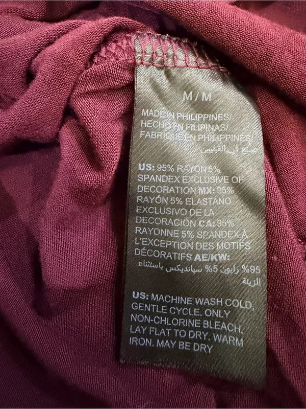 White House Black Market Burgundy Embellished V-Neck Chiffon Hem Top M - Image 6