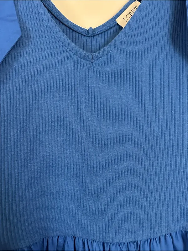 J Crew Sleeveless V-Neck Ribbed Knit Tank Bodice Midi Dress Bow Straps - Image 7
