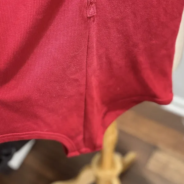 Red Ribbed Henley Lounge Romper - Image 7