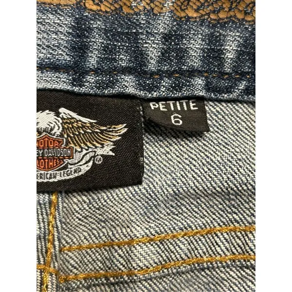 Harley Davidson jeans boot medium wash size 6 petite (4975) Blue - Image 7