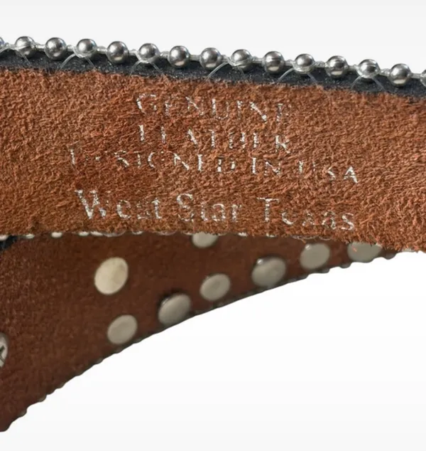 West Star Texas Brown Leather Rhinestone Belt Chameleon Crystals Y2K Cowboy Core 41 inches - Image 5