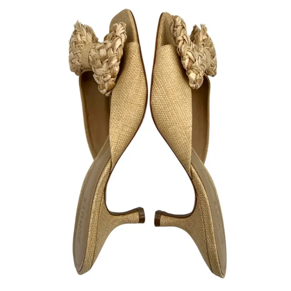 Schutz Lienne straw bow kitten heel tan sz 10‎ - Image 4