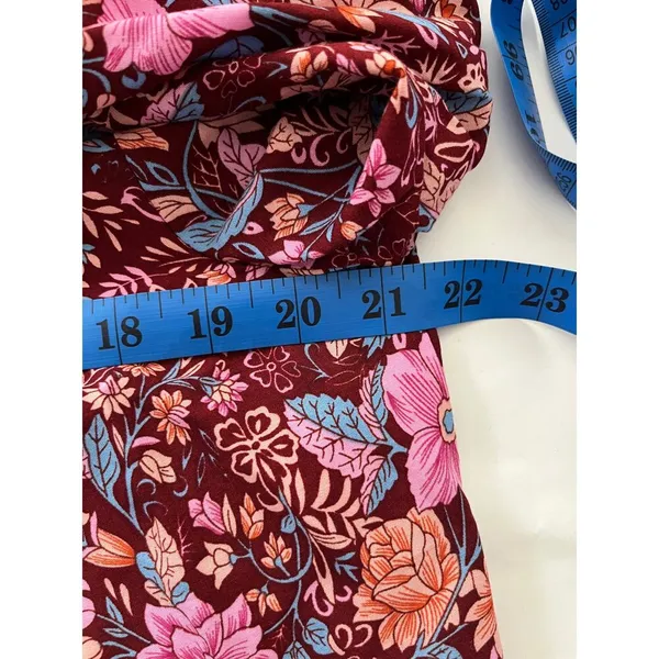 Pretty Garden Boho Cottagecore Blouse Large Pink Floral Tie Neck‎ Peasant Top - Image 11