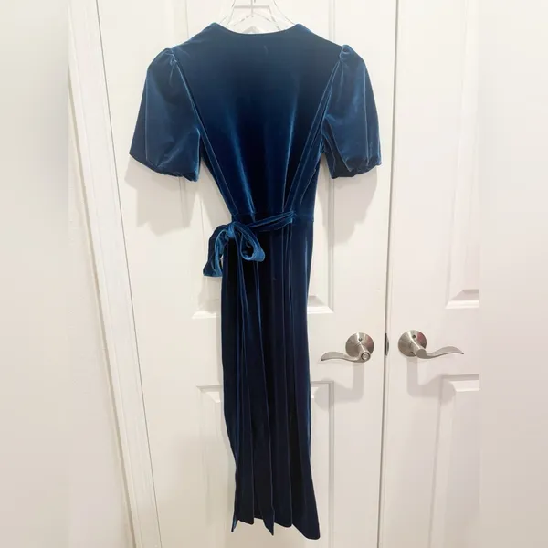 DRAPER JAMES‎ Miranda Dress Teal Velvet Wrap Midi size 0 - Image 4