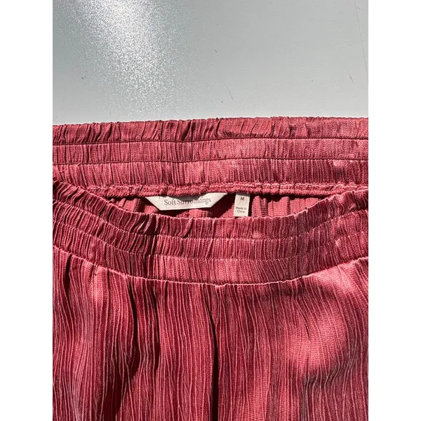 Soft Surroundings Dark Rose Cupro Crinkle Wide Leg Pull on Pants M - Image 2