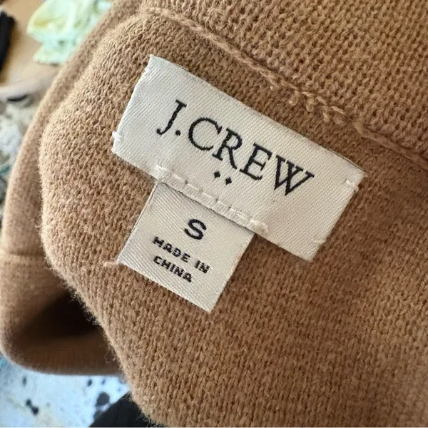 J. CREW Tan Knit Cotton‎ Schoolboy Sweater Blazer Size Small - Image 4