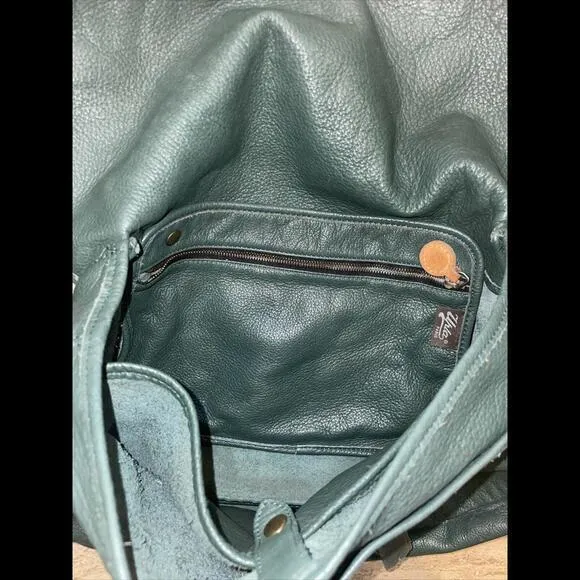 Urla Paris Green Pebble Leather Crossbody‎ Slouchy bag - Image 5