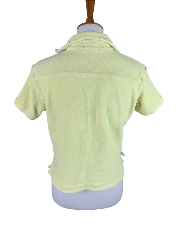 Frankies Bikinis Coco Top Yellow Terry Cloth Short Sleeve Button Up Shirt XS - Image 3