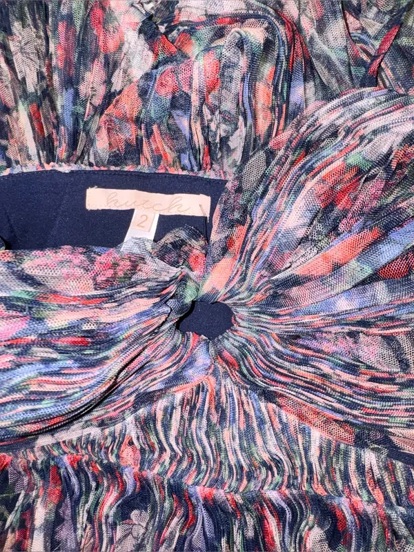 NEW Hutch Rosey Floral Tiered Navy Multi Tropical Garden Gown Sz 2 - Image 7
