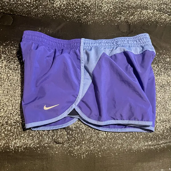 Womens M Nike Dri Fit Athletic Running Shorts w/Biker Shorts- Purple - Image 2