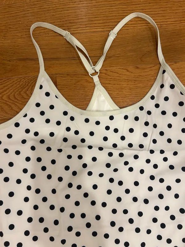 Max Studio Performance Sport Polka Dot Scoop Neck Beige/Black athletic Dress - Image 8