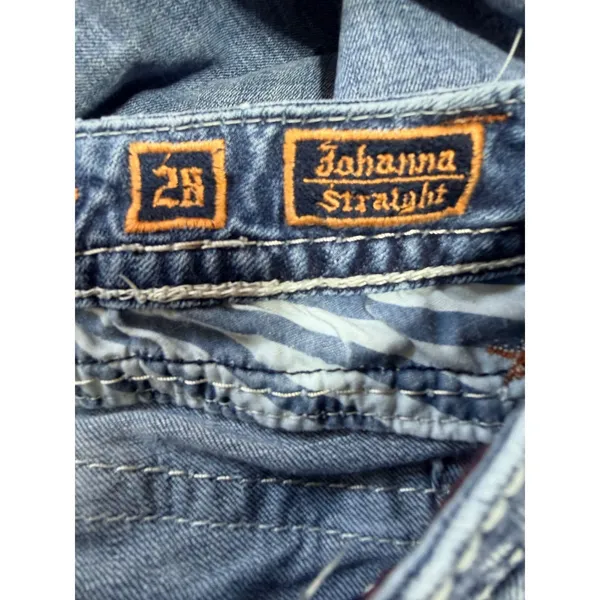 Rock Revival Johanna Straight Jeans Women's 28 Blue RJ8250T25 Embellished Boho - Image 5