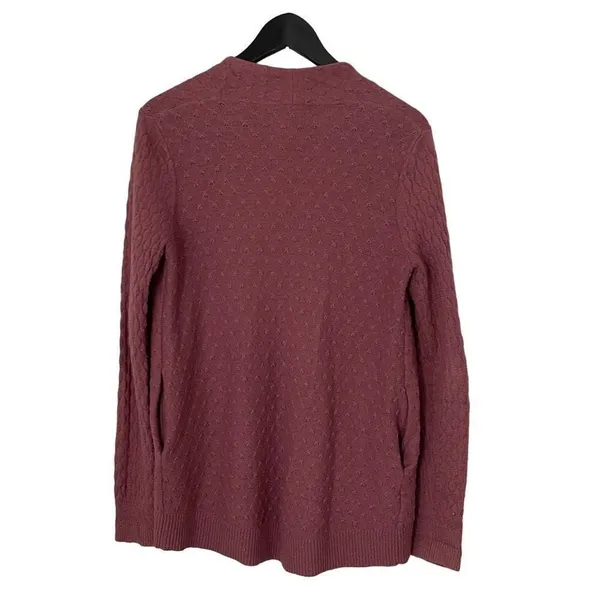 LOFT‎ Womens Cardigan Sweater Open Front Pocket Ribbed Knit Rose Pink Size XS - Image 2