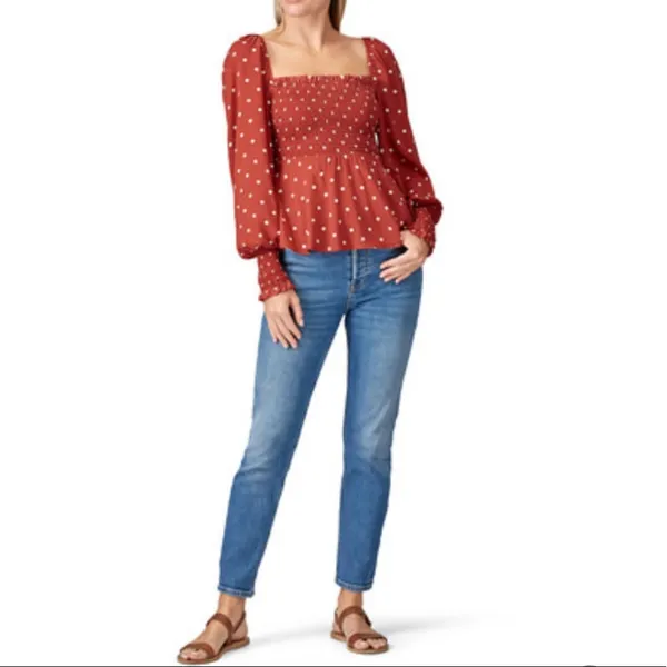 Auguste The Label Polly Sunday Polka Dot Peplum Blouse Red 8 - Image 10