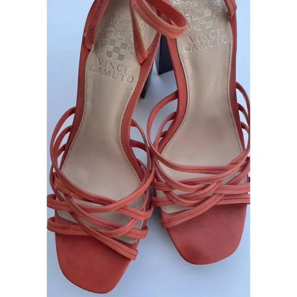 Vince Camuto Women’s Size 7 Multi Ties Strap Woven Platform heels ORANGE - Image 4